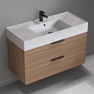 Bathroom Vanity Floating Bathroom Vanity, Modern, Walnut, 40